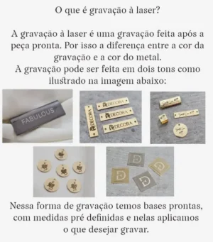 Pingente retangular com correntinha 2,2 x 0,5 cm - Linha Laser - Imagem 2